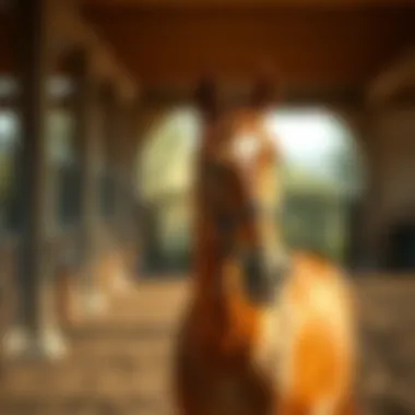 Arabian Horse in Abu Dhabi Equestrian Club Elegant Arabian horse in a tranquil stable setting