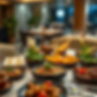 Culinary Delights Artfully Presented A beautifully arranged table featuring traditional dishes at مطعم ديرة هلي