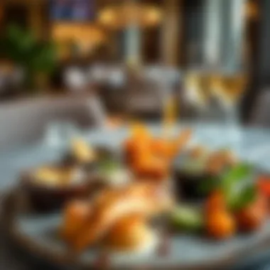 Gastronomic Artistry in International Dishes Artfully presented plate of international cuisine showcasing diverse flavors