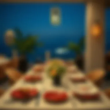 An inviting dining table set up at مطعم بحرنا الرحمانية with stunning tableware
