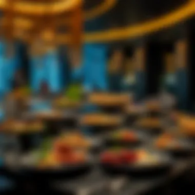 Gourmet Dining in Dubai An array of gourmet dishes served at a luxurious restaurant.