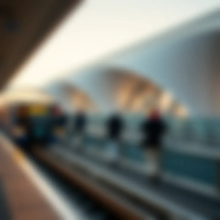 Modern architectural design of a Dubai metro station