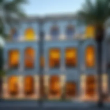 Exterior view of مطعم بحرنا الرحمانية showcasing its architectural design