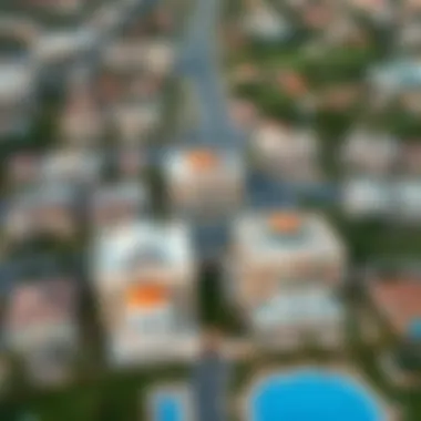 Aerial view of exclusive neighborhoods in Dubai known for mansions