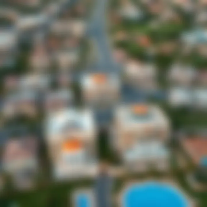 Aerial view of exclusive neighborhoods in Dubai known for mansions