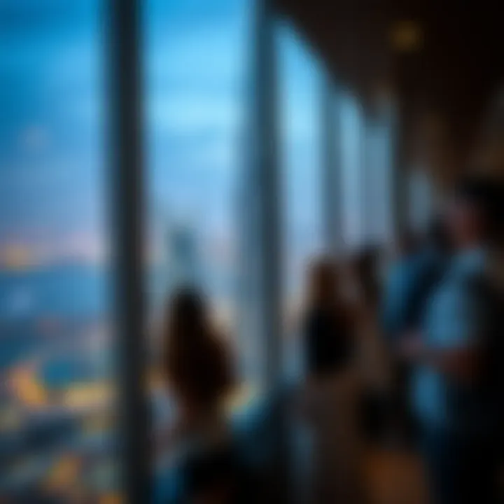 Visitors enjoying the breathtaking views from the observation deck of آين دبي.