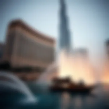 Scenic view of the Burj Khalifa alongside the Fountain Show