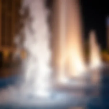 A close-up of the water jets during the Fountain performance