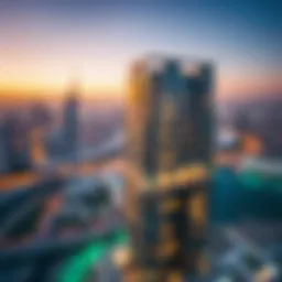 Aerial view of Almas Tower in JLT