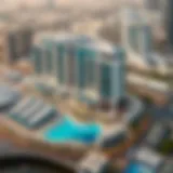 Aerial view of Regus Marina Gate showcasing its architectural elegance