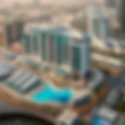 Aerial view of Regus Marina Gate showcasing its architectural elegance