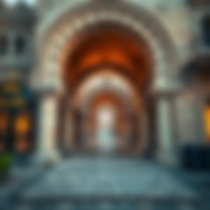 Historical arch structures in Old Dubai