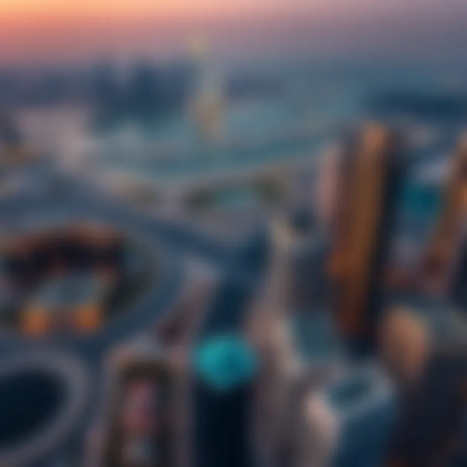 Aerial view of Dubai showcasing iconic real estate