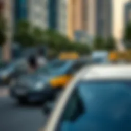 Dubai taxi parked in the city